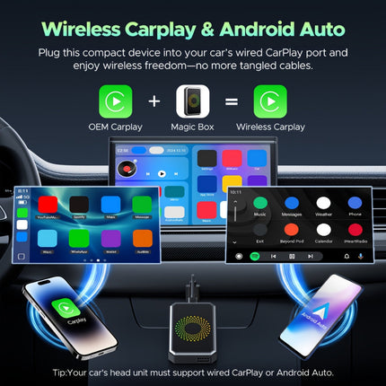Wireless Car Adapter for Media Streaming with Dual WiFi | Compact Auto Display Box for Easy Navigation and Entertainment