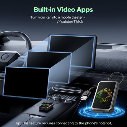 Wireless Car Adapter for Media Streaming with Dual WiFi | Compact Auto Display Box for Easy Navigation and Entertainment