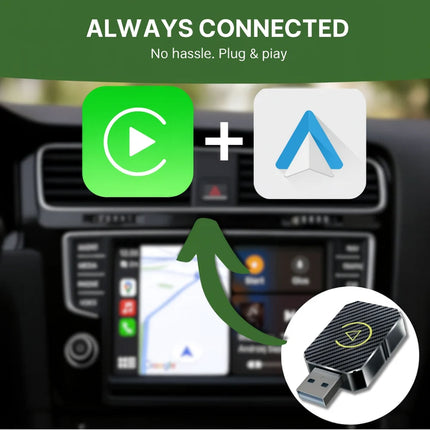 Wireless USB Car Adapter for Apple CarPlay & Android Auto | Compact Module for Hands-Free Smartphone Integration