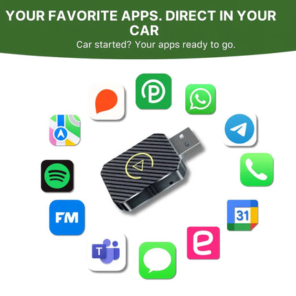 Wireless USB Car Adapter for Apple CarPlay & Android Auto | Compact Module for Hands-Free Smartphone Integration