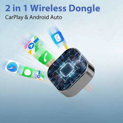 Wireless CarPlay and Android Auto Adapter with Plug and Play Design | Seamless Cable-Free Driving Experience