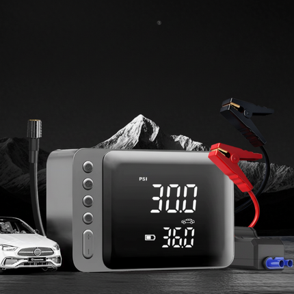 Car Jump Starter with Built-in Air Compressor & 15,000mAh Power Pack | Inflate Tires Up to 150 PSI for Roadside Assistance