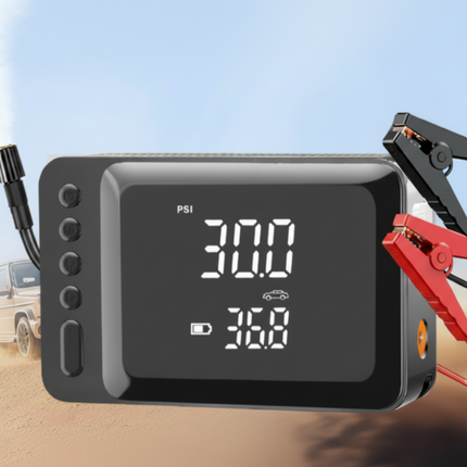 Car Jump Starter with Built-in Air Compressor & 15,000mAh Power Pack | Inflate Tires Up to 150 PSI for Roadside Assistance