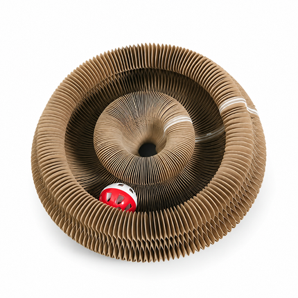 Interactive Cardboard Cat Maze with Bell Ball | Foldable Scratcher for Playful Exploration and Furniture Protection