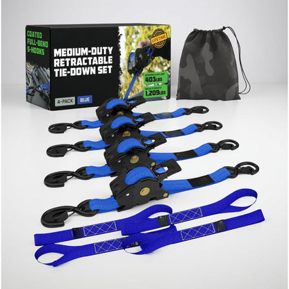 Cargo Tie Down Straps | Retractable Heavy Duty Ratchet Set with Soft Loops | 20 ft Extension for Secure Transport 3