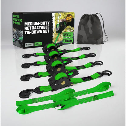 Cargo Tie Down Straps | Retractable Heavy Duty Ratchet Set with Soft Loops | 20 ft Extension for Secure Transport 6