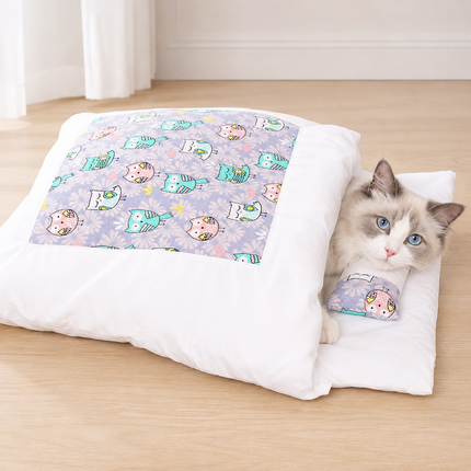 Cozy Cat Bed Sleeping Bag with Plush Interior | Cave Design for Ultimate Comfort and Head Support
