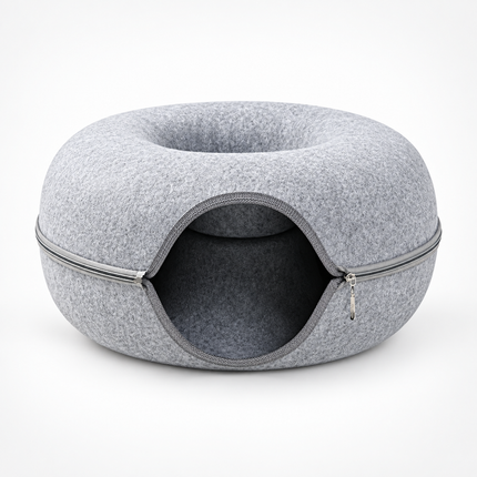 Cat Bed, Hooded Cat Cave with Removable Cover, Donut Cat Bed for Hiding and Sleeping_03
