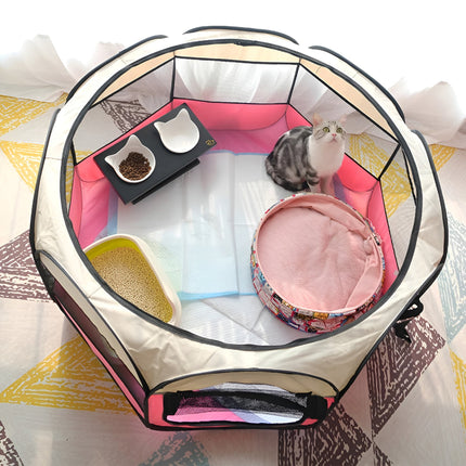 Foldable Cat Playpen with 360° Breathable Mesh Panels | Portable Pet Tent for Safe Play and Rest