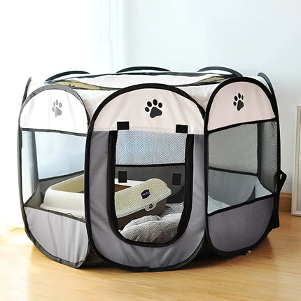 Foldable Cat Playpen with 360° Breathable Mesh Panels | Portable Pet Tent for Safe Play and Rest