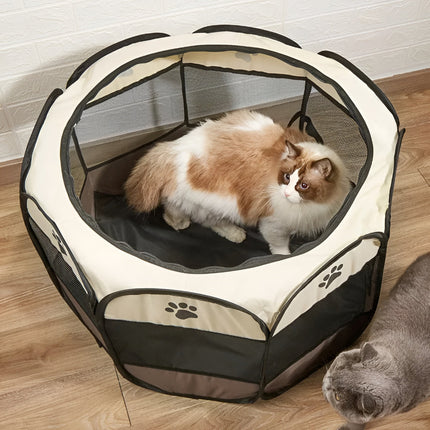Foldable Cat Playpen with 360° Breathable Mesh Panels | Portable Pet Tent for Safe Play and Rest