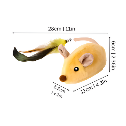 Remote Control Cat Toy with Rechargeable Battery & Feather Attachment | Interactive Mouse Chase for Indoor Play