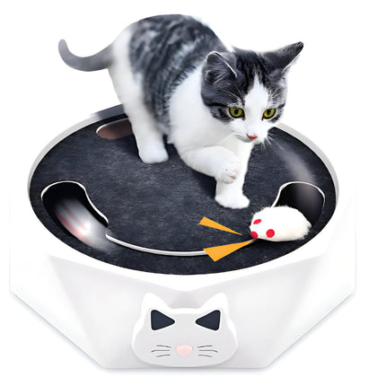 Interactive Cat Toy Activity Center with Moving Mouse & Scratch Pad | Engaging Playtime for Active Cats