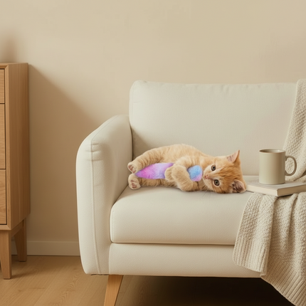 Catnip Pillow Cat Toy for Interactive Play | Soft Plush Kick Toy for Stress Relief and Hunting Instincts