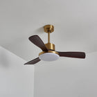 Ceiling Fan Light with Brushed Brass Stem and Wooden Blades | Whisper-Quiet DC Motor for Adjustable Comfort 0