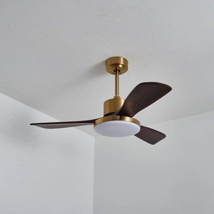 Ceiling Fan Light with Brushed Brass Stem and Wooden Blades | Whisper-Quiet DC Motor for Adjustable Comfort 1