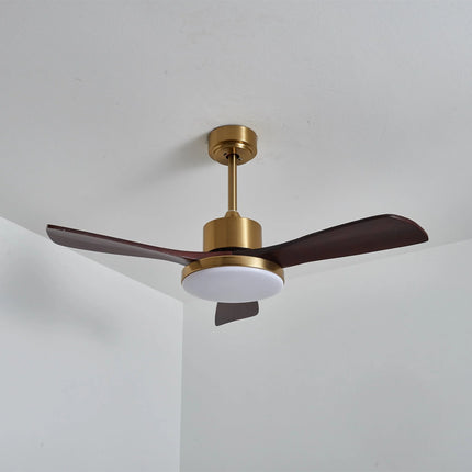 Ceiling Fan Light with Brushed Brass Stem and Wooden Blades | Whisper-Quiet DC Motor for Adjustable Comfort 2