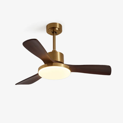 Ceiling Fan Light with Brushed Brass Stem and Wooden Blades | Whisper-Quiet DC Motor for Adjustable Comfort 3
