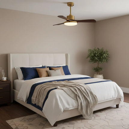 Ceiling Fan Light with Brushed Brass Stem and Wooden Blades | Whisper-Quiet DC Motor for Adjustable Comfort 5