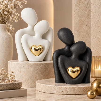 Ceramic Figurine of Embracing Couple, Love Sculpture for Shelf Decor, Housewarming Gift, Anniversary Gift, Wedding Gift_00