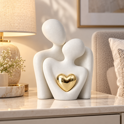 Ceramic Figurine of Embracing Couple, Love Sculpture for Shelf Decor, Housewarming Gift, Anniversary Gift, Wedding Gift_02