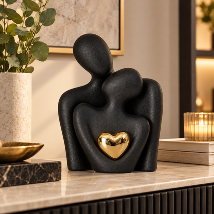 Ceramic Figurine of Embracing Couple, Love Sculpture for Shelf Decor, Housewarming Gift, Anniversary Gift, Wedding Gift_01