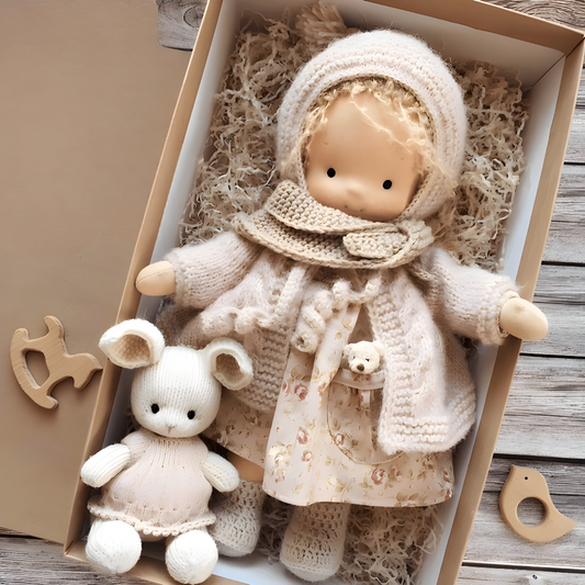 Charming Handmade Fabric Doll Toy with Gift Box | Soft Companion for Imaginative Play 0