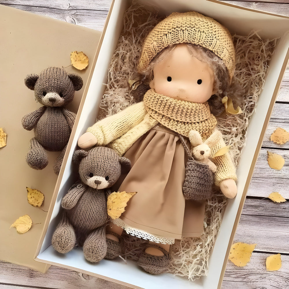 Charming Handmade Fabric Doll Toy with Gift Box | Soft Companion for Imaginative Play 3