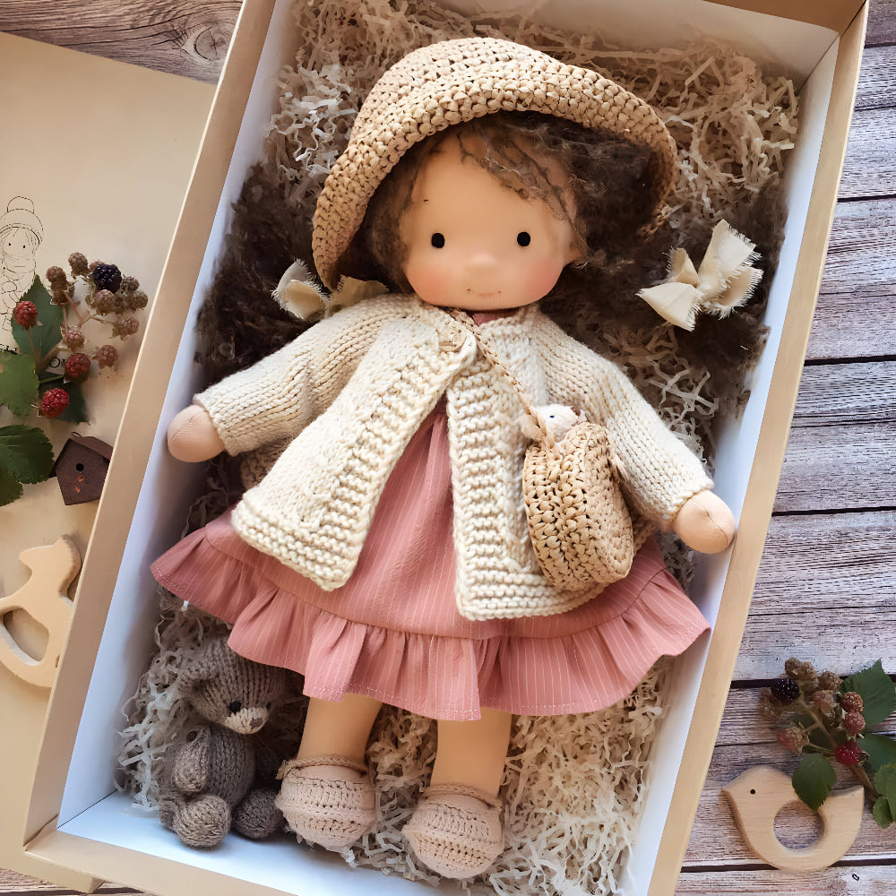 Charming Handmade Fabric Doll Toy with Gift Box | Soft Companion for Imaginative Play 5