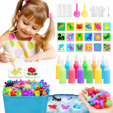 Kids Crafts Water Gel Activity Kit with Colorful Animal Molds | Creative Hands-On Play for Fine Motor Skills and Imagination