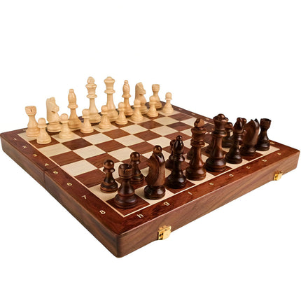 Wooden Chess Set with Classic Game Pieces & Storage Case | Durable Board for Strategic Play at Home