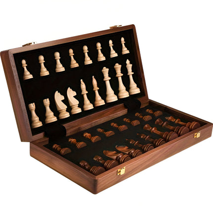 Wooden Chess Set with Classic Game Pieces & Storage Case | Durable Board for Strategic Play at Home