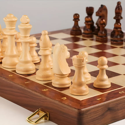 Wooden Chess Set with Classic Game Pieces & Storage Case | Durable Board for Strategic Play at Home
