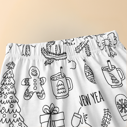 Kids Christmas Pajamas, Childrens Pajamas with Paintable Christmas Motifs