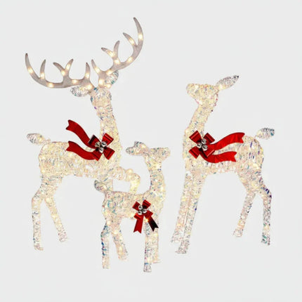 LED Reindeer Garden Set for Outdoor Christmas Decorations | Warm White Light with Multiple Modes for Festive Displays