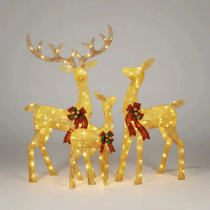 LED Reindeer Garden Set for Outdoor Christmas Decorations | Warm White Light with Multiple Modes for Festive Displays