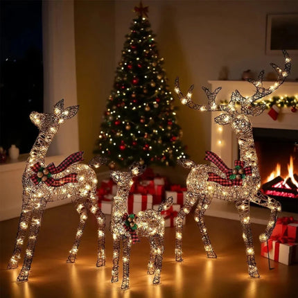 LED Reindeer Garden Set for Outdoor Christmas Decorations | Warm White Light with Multiple Modes for Festive Displays