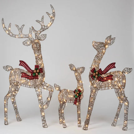 LED Reindeer Garden Set for Outdoor Christmas Decorations | Warm White Light with Multiple Modes for Festive Displays
