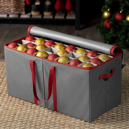 Christmas Ornament Storage Box with Adjustable Dividers | Organize and Protect Up to 128 Ornaments