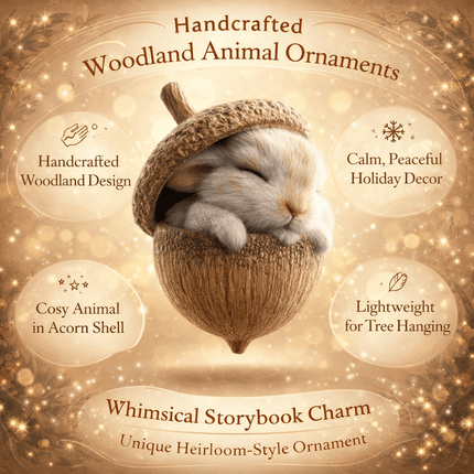 Woodland Animal Christmas Tree Ornaments with Cozy Acorn Design | Handcrafted Rustic Decor for Holiday Charm