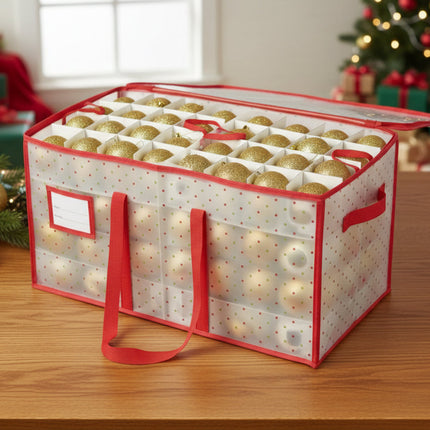 Large Christmas Ornament Storage Organizer with Dual-Sided Compartments | Durable Waterproof Protection for 128 Ornaments