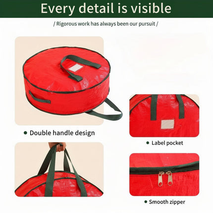 Christmas Ornament Storage Bag with Zipper Closure | Durable Polyester Organizer for Easy Holiday Decoration Storage