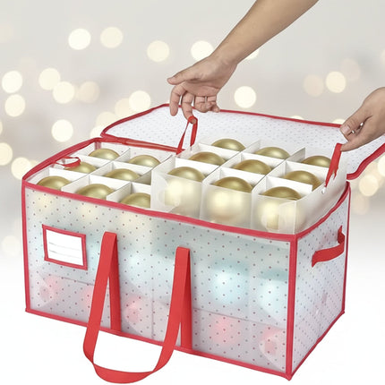 Large Christmas Ornament Storage Organizer with Dual-Sided Compartments | Durable Waterproof Protection for 128 Ornaments