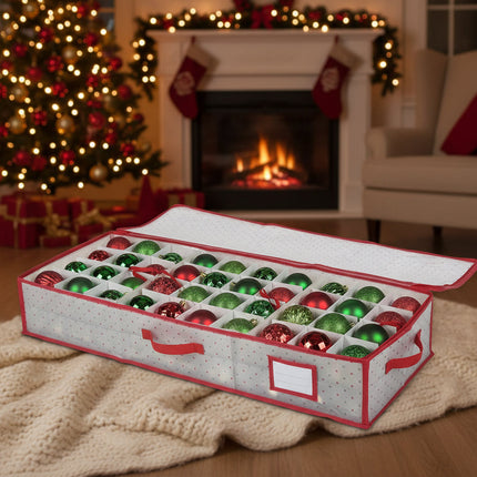 Large Christmas Ornament Storage Organizer with Dual-Sided Compartments | Durable Waterproof Protection for 128 Ornaments
