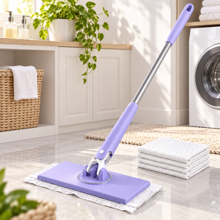 Cleaning Floor Mop, Hands Free Mop with Reusable Cloths, Wall Cleaning Mop for Tile Walls, Floor Cleaning Tool_00