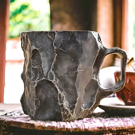 Decorative Stone Style Coffee Mug with Easy Grip Handle | 350 ml Ceramic Drinkware for Daily Use