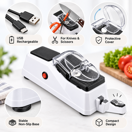 Electric Knife Sharpener, USB Rechargeable Kitchen Knife Sharpener with Non Slip Base, Scissor Sharpener for Home_03