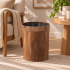 Wooden Trash Can with Lid, Small Kitchen Trash Can, Bathroom Garbage Can, Compact Wood Waste Bin for Office_00