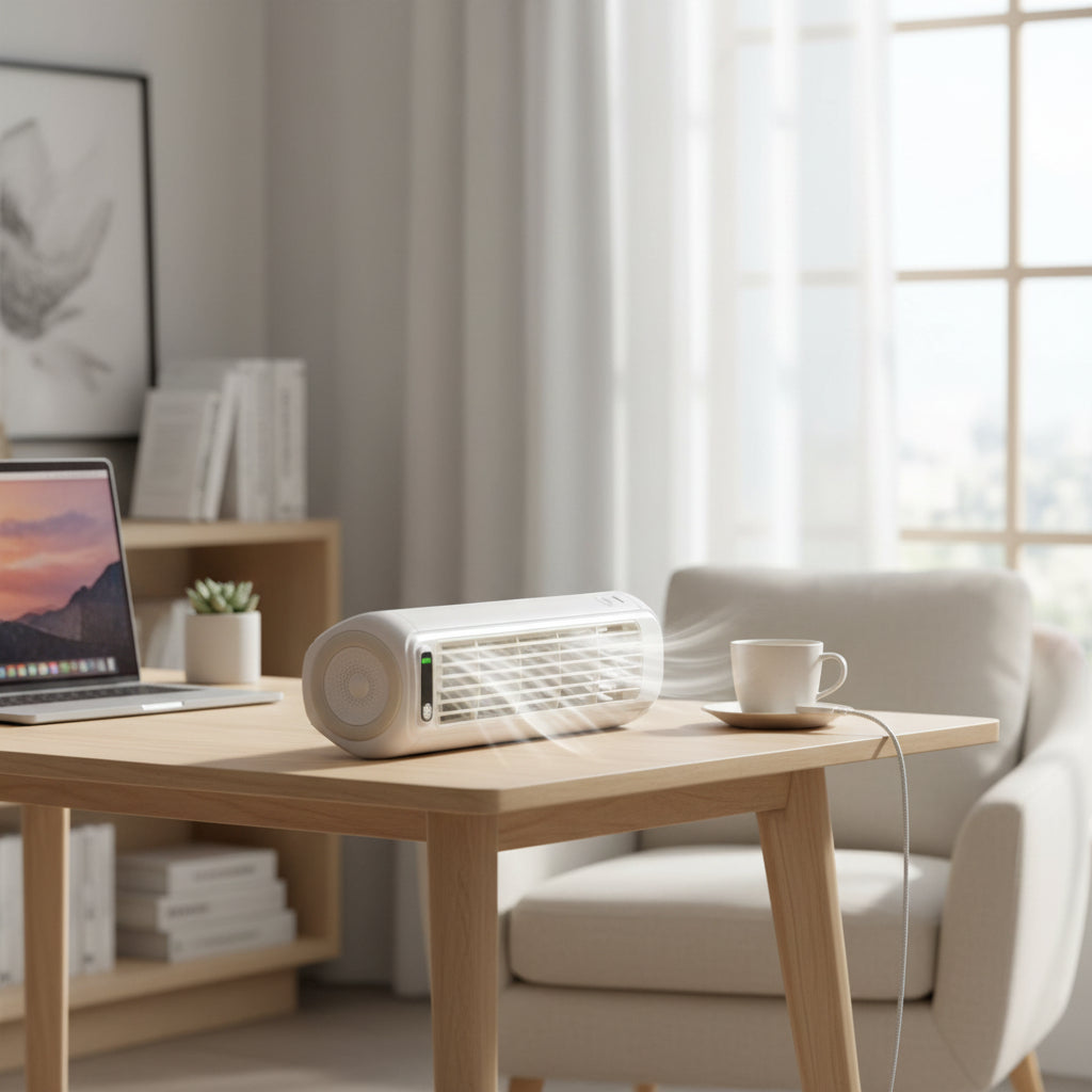 Compact Bladeless USB Tower Fan Cooler with Quiet Operation | Personal Air Conditioner for Refreshing Comfort 2