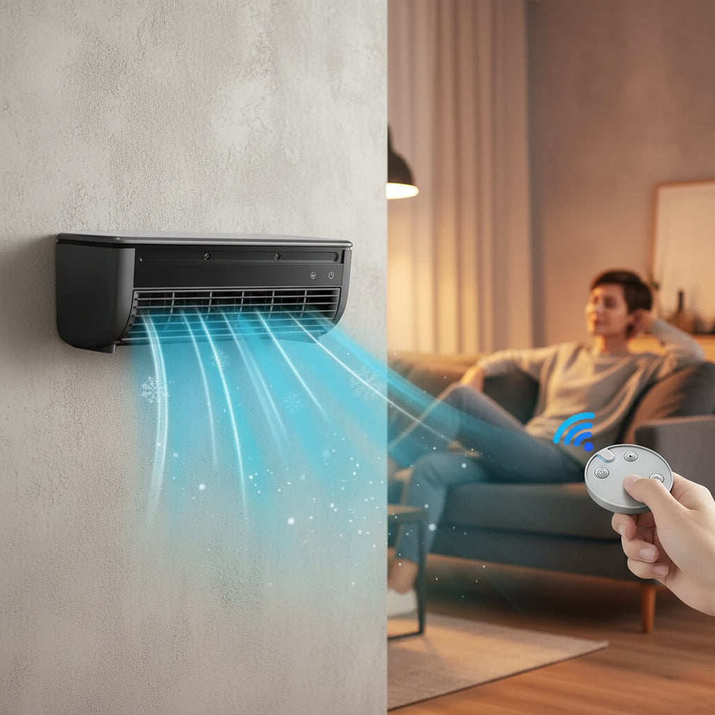 Compact Wall-Mounted Air Cooler | Quiet Electric Fan with Remote Control for Efficient Cooling 1